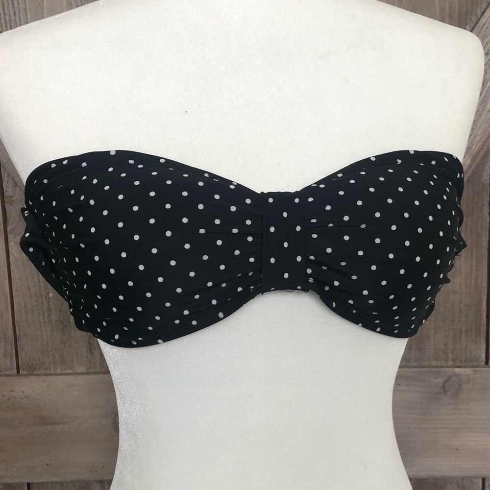 Chaps Sz 6 Bikini top black with white polka dots